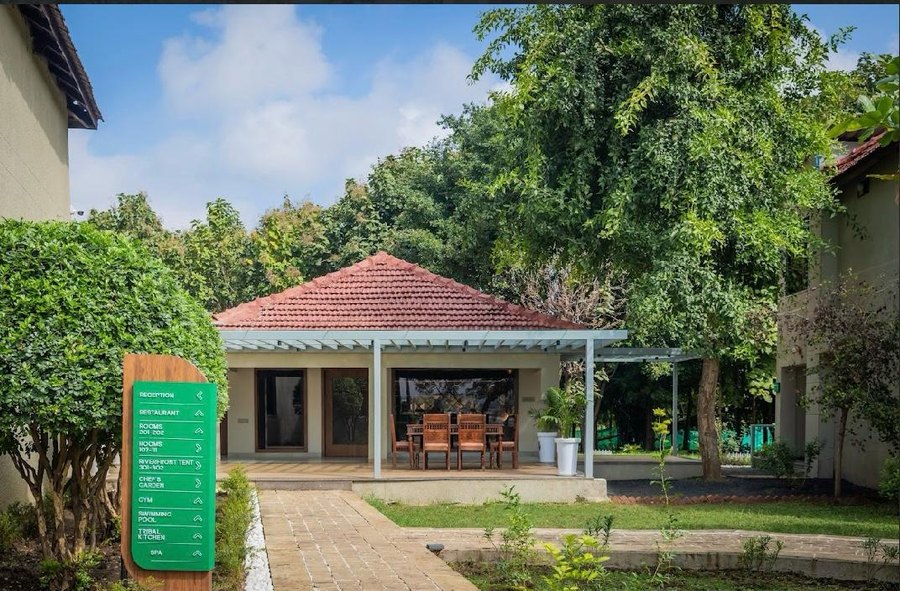 Dining pavilion at The Forest Chapter by Sayaji, Madhai